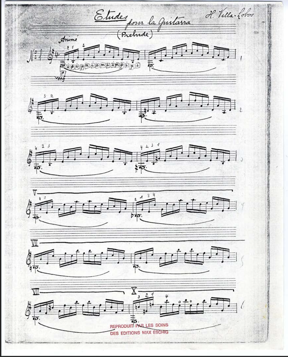 VillaLobos, Heitor Etude No. 1 (From the 1928 Manuscript) VillaLobos, Heitor Etude No. 1 (From the 1928 Manuscript)